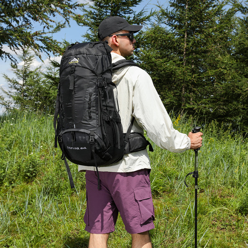 70L Large Camping Hiking Backpack, Lightweight Nylon Trekking Rucksack,For Men Women Outdoor Large Capacity Sports Mountaineering Backpack Climbing Travel Waterproof Daypack(Red)