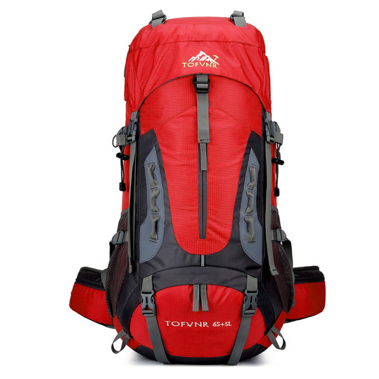 70L Large Camping Hiking Backpack, Lightweight Nylon Trekking Rucksack,For Men Women Outdoor Large Capacity Sports Mountaineering Backpack Climbing Travel Waterproof Daypack(Red)